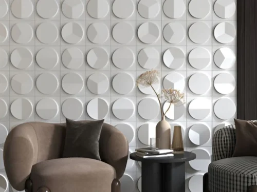 PU Πάνελ Τοίχου Round Beige [1.2×0.6m]
